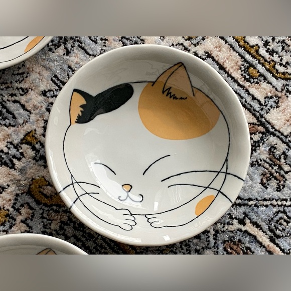 Japanese cat theme 3 dishes & 3 plates - Picture 7 of 14